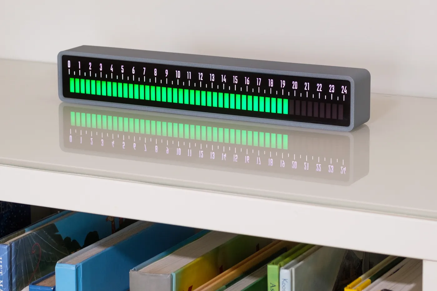 The linear clock on a shelf